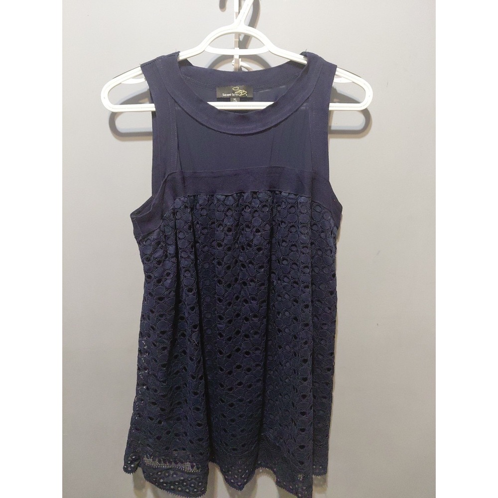 Suzanne Betro Mini Dress Womens XL Blue Baby Doll Goth Whimsical Minimalist